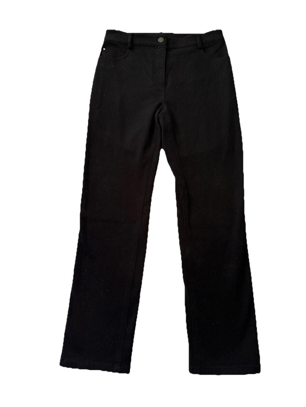 AKRIS Punto Black Maru Straight Leg High Rise Cropped Rigid Denim Jeans Capri 6